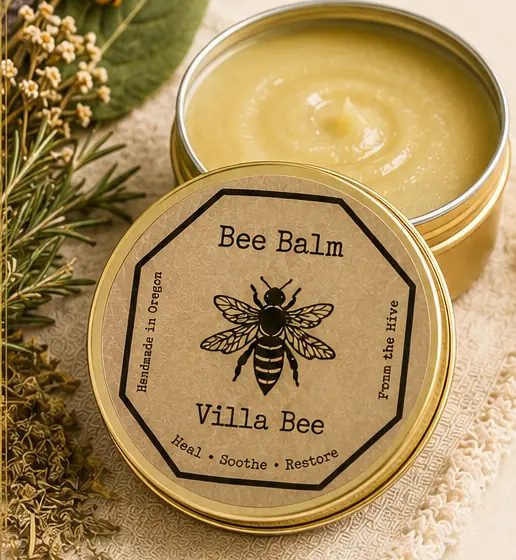 A jar of Villa Bee Bee Balm